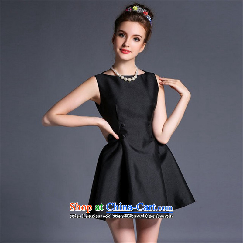 Connie, Texas real concept for summer 2015 new European site small incense wind graphics thin foutune even turning skirt sleeveless bon bon skirt dress black XS, Connie, Texas , , , shopping on the Internet