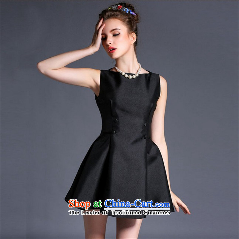 Connie, Texas real concept for summer 2015 new European site small incense wind graphics thin foutune even turning skirt sleeveless bon bon skirt dress black XS, Connie, Texas , , , shopping on the Internet