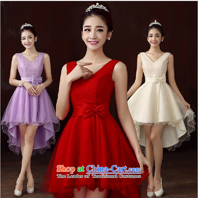 The new bride services front stub drink after a long gown stylish red dress, Wedding Dress spring light yellow , L, Su-lan , , , Love shopping on the Internet