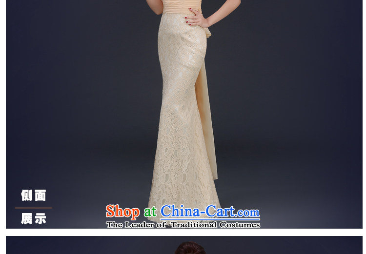 Jie mija evening dresses 2015 new long service bridal dresses bows crowsfoot shoulders gauze stylish wedding dress spring light yellow L picture, prices, brand platters! The elections are supplied in the national character of distribution, so action, buy now enjoy more preferential! As soon as possible.