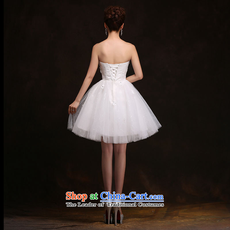 Qing Hua yarn bride short skirt married a small dress yarn evening dresses and stylish lace anointed chest bows bridesmaid service dinner services under the auspices of the China White L, yarn , , , shopping on the Internet