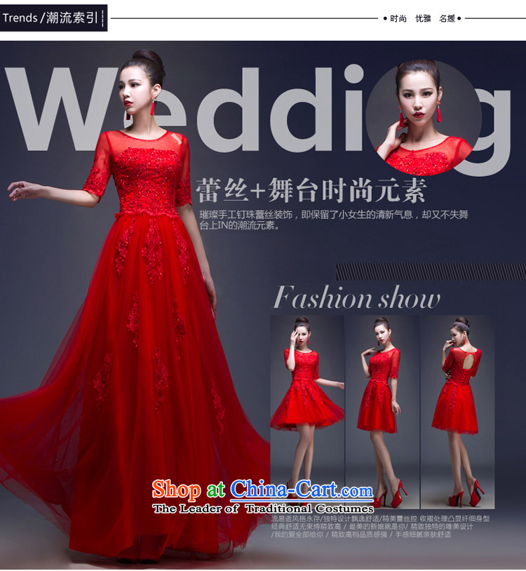 Red bride bows services bride stylish wedding dresses new 2015 Summer lace tie long long thin video 