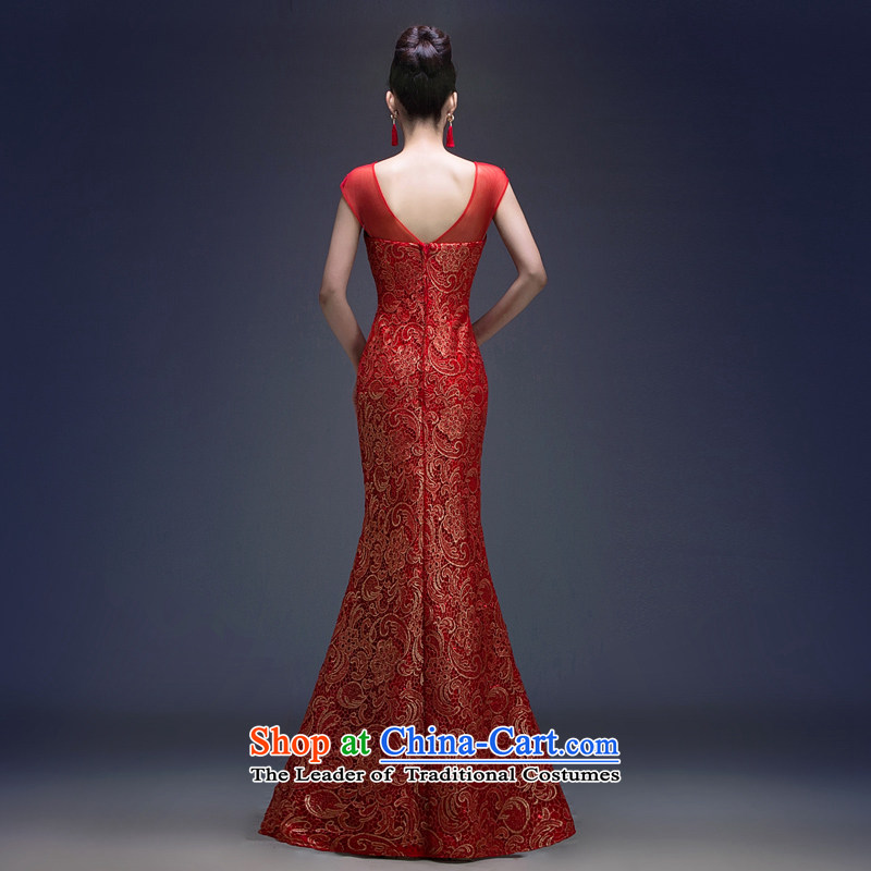 Wedding dress Bridal Services of the new spring) bows stylish wedding dresses long 2015, Sau San video thin red shoulders red XL, Blooming crazy (chunhuaqiuyue) , , , shopping on the Internet