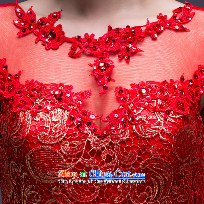 Wedding dress Bridal Services of the new spring) bows stylish wedding dresses long 2015, Sau San video thin red shoulders red XL, Blooming crazy (chunhuaqiuyue) , , , shopping on the Internet