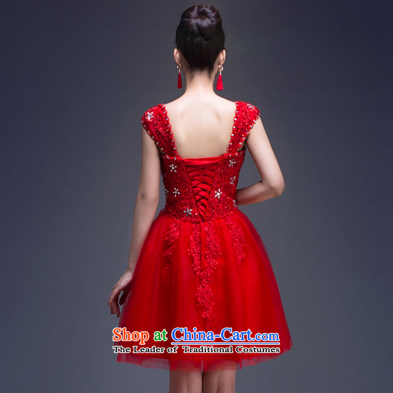 Toasting champagne marriage services Korean short of stylish dress 2015 new red band wedding brides   replacing summer RED M Blooming crazy (chunhuaqiuyue) , , , shopping on the Internet