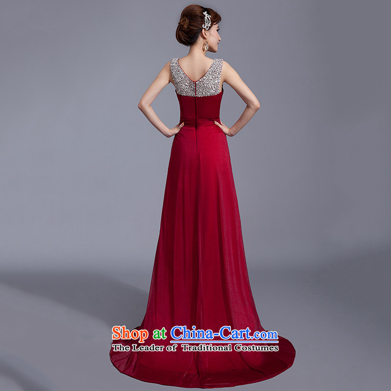 Evening dress bride wedding banquet bows Services New 2015 Sau San large graphics thin spring pregnant women Korean long wine red S, Blooming crazy (chunhuaqiuyue) , , , shopping on the Internet