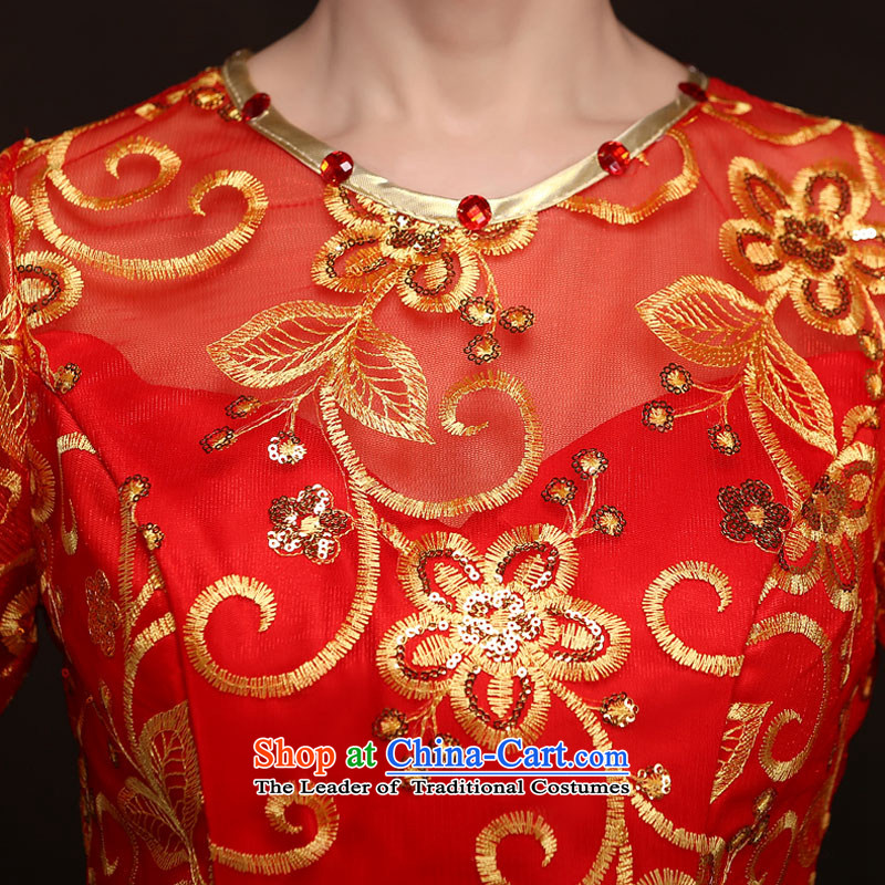 Qing Hua yarn in spring and summer 2015 new short-sleeved red, stylish wedding dress qipao toasting champagne bridal services for red size does not accept the return of the Qing Hua yarn , , , shopping on the Internet