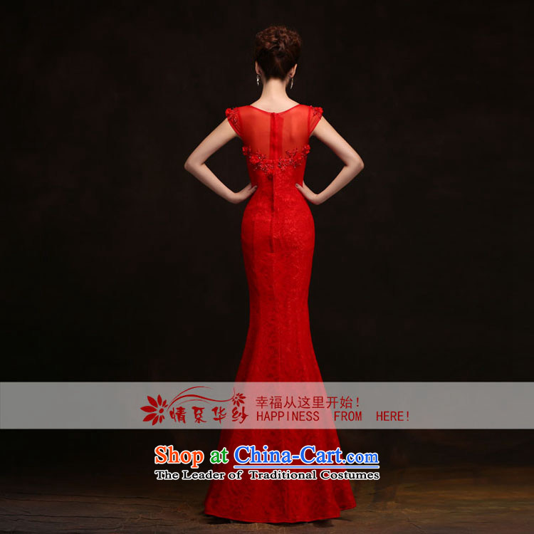 Qing Hua yarn evening dresses 2015 new long drink service bridal crowsfoot Sau San lace stylish wedding dress evening Welcome Red XXL picture, prices, brand platters! The elections are supplied in the national character of distribution, so action, buy now enjoy more preferential! As soon as possible.