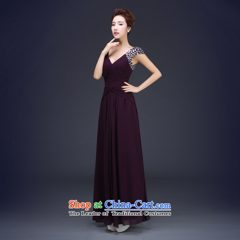 Jie Mija 2015 new stylish Long Purple deep bows services V bride moderator will dress Sau San banquet purple XL, Cheng Kejie mia , , , shopping on the Internet