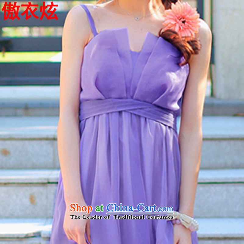 The United Yi Hyun Silk Dresses 2015 Skirt retro gliding temperament goddess long skirt AG6066 sin purple M United Yi Hyun , , , shopping on the Internet