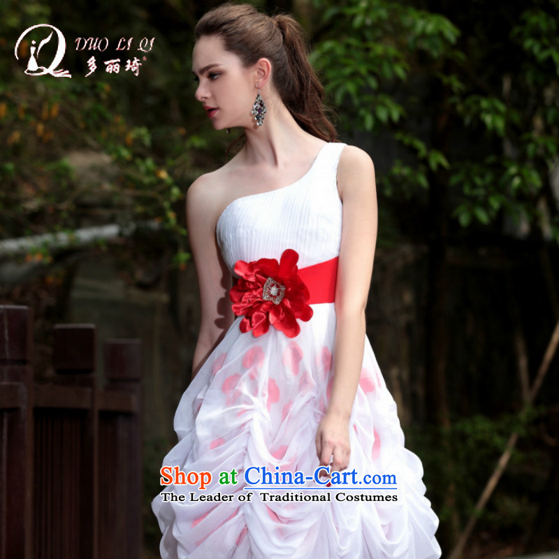 Doris Qi small dress shoulder bon bon skirt dress bride wedding dress small white dress 6026 White L