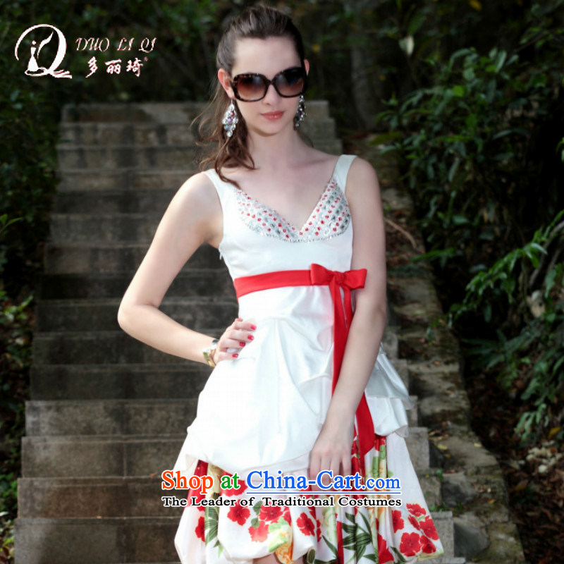 Doris Qi Xia, small dress dress Dress Short white dresses, White XXL