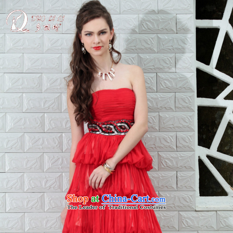 Doris Qi small small red dress red dress bridesmaid reception dress 82697_ red聽S