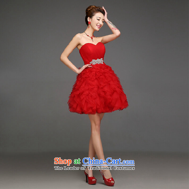 2015 new summer short of Korean brides wedding dresses, extra thick small marriages bows services evening dress RED M color is sa , , , the shopping on the Internet