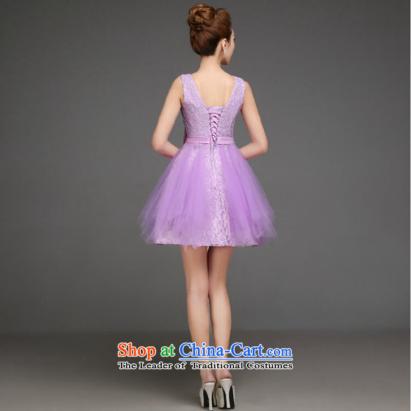 Purple short) bridesmaid Services 2015 new autumn and winter bridesmaid dresses in Sau San sister States shoulder small dress skirt purple shoulders XXL, country yet she has been pressed color shopping on the Internet