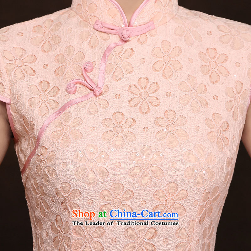 Qing Hua 2015 new spring yarn under the auspices of the bride bridesmaid reception dress pink improved etiquette qipao daily summer dresses meat pink collar small s Qing Hua yarn , , , shopping on the Internet