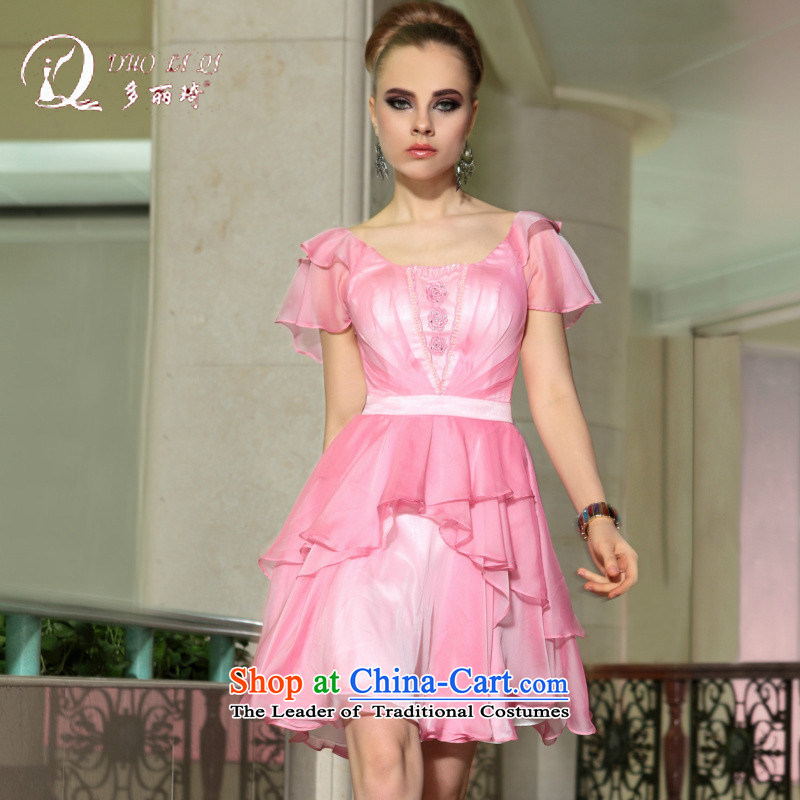 Doris Qi pink elegant bridesmaid bridal dresses small pink?L