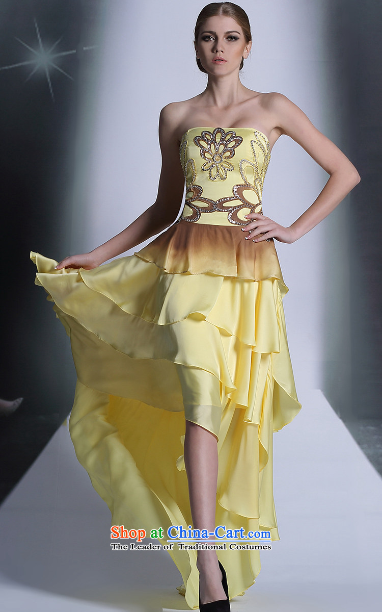 Doris Qi Western crowsfoot evening dress tail banquet dress original single western dress yellow L picture, prices, brand platters! The elections are supplied in the national character of distribution, so action, buy now enjoy more preferential! As soon as possible.