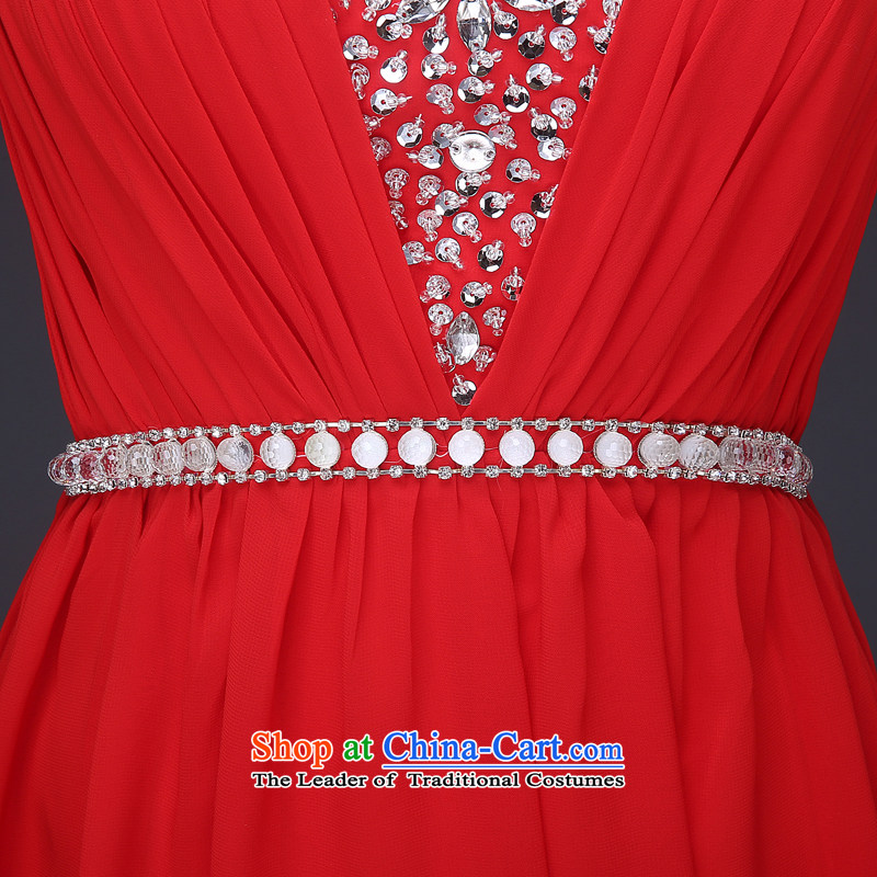 Jie mija bride dress bows services 2015 Spring new stylish V-Neck Purple Tie Banquet Sau San evening dresses long red , L, Cheng Kejie mia , , , shopping on the Internet