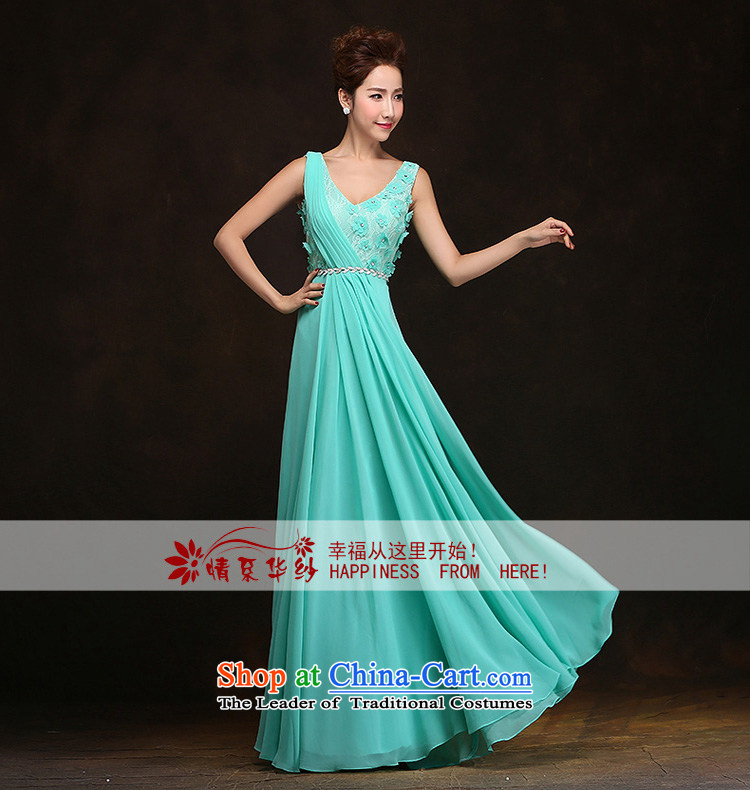 Qing Hua yarn 2015 evening dresses new women's V-Neck long moderator will reception bridesmaid troupe made light purple size does not accept return pictures, prices, brand platters! The elections are supplied in the national character of distribution, so action, buy now enjoy more preferential! As soon as possible.