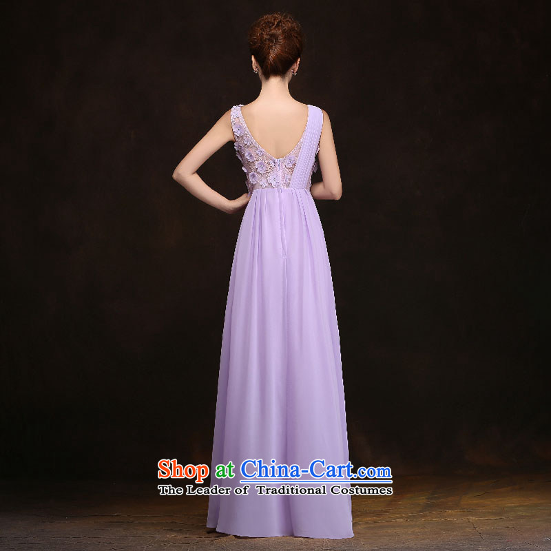 Qing Hua yarn 2015 evening dresses new women's V-Neck long moderator will reception bridesmaid troupe made light purple size does not accept the return of the Qing Hua yarn , , , shopping on the Internet