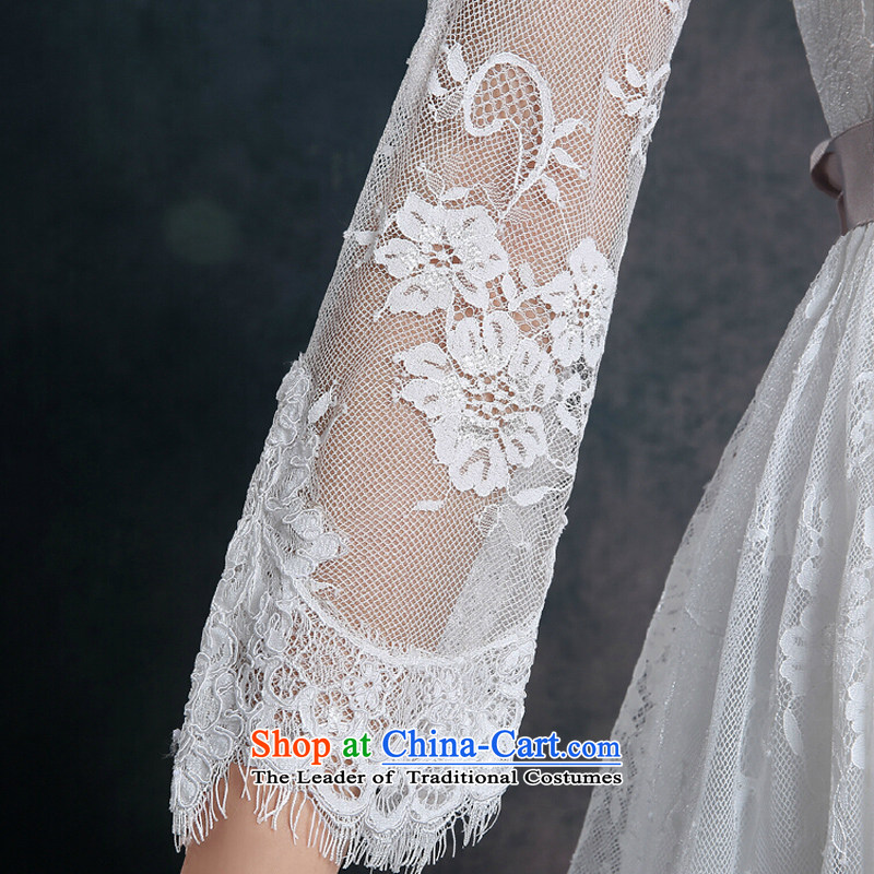 The autumn and winter long-sleeved lace bridesmaid skirt 2015 new white wedding banquet dinner dress short of annual meetings of the country s White Dress Suit color is Windsor shopping on the Internet has been pressed.