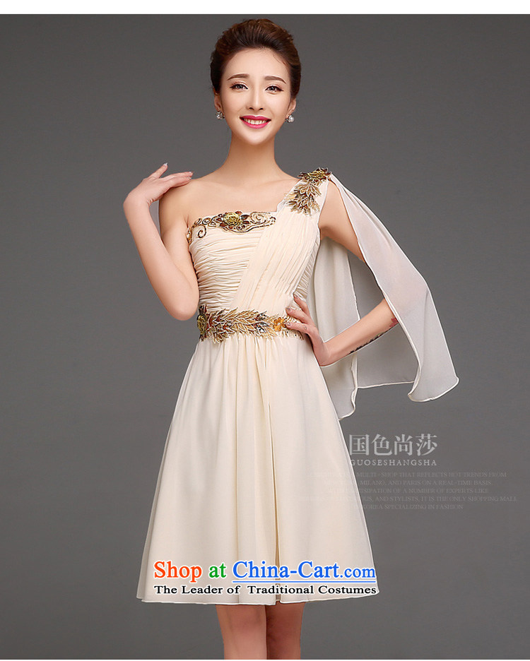 The autumn and winter 2015 annual meeting of the new Korean dress shoulder graphics thin marriage bridesmaid sister skirt short of serving wedding dress champagne color long XXL picture, prices, brand platters! The elections are supplied in the national character of distribution, so action, buy now enjoy more preferential! As soon as possible.