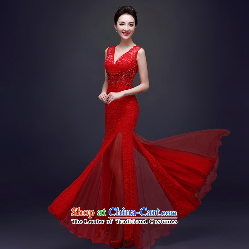 The privilege of serving-leung evening dresses long 2015 new bride bows services fall red wedding dress female qipao 2XL, red-leung to honor shopping on the Internet has been pressed.