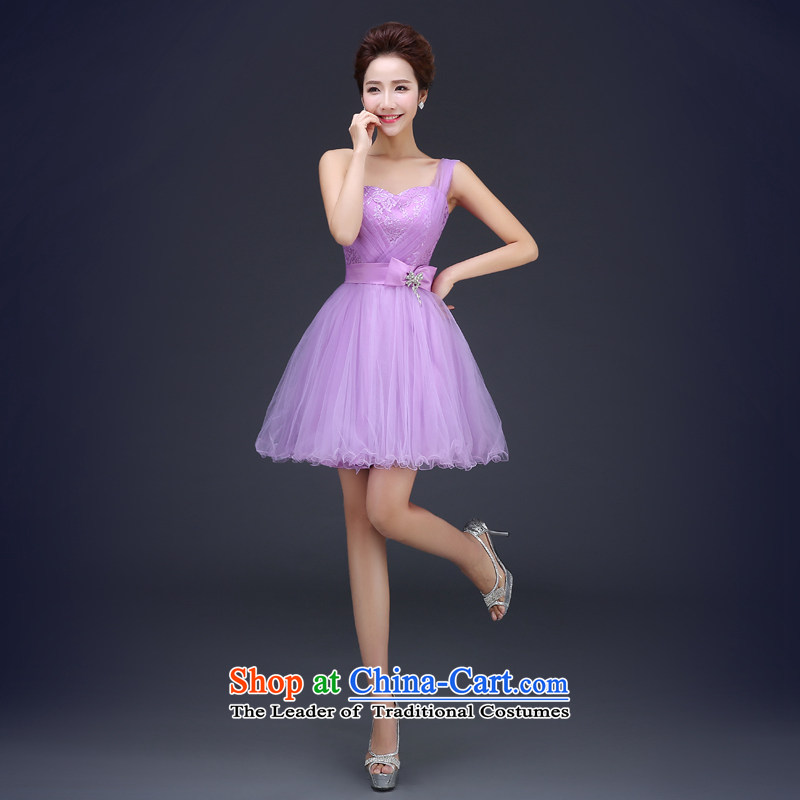 Jie Mia spring and autumn 2015 new bridesmaid dresses bridesmaid small in serving short skirts, purple sister married female summer evening dress shoulder XL, Cheng Kejie mia , , , shopping on the Internet