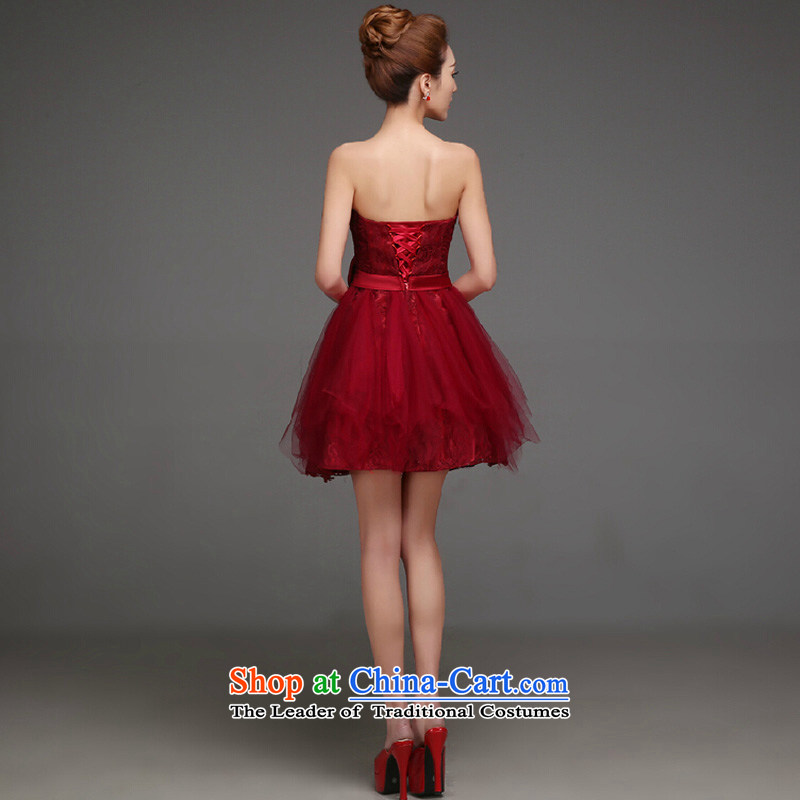 The new 2015 Spring/Summer brides fall and winter clothing and stylish bows video thin short, bridal dresses marriage dress Sau San wine red short, XL, yet she has been pressed state color shopping on the Internet