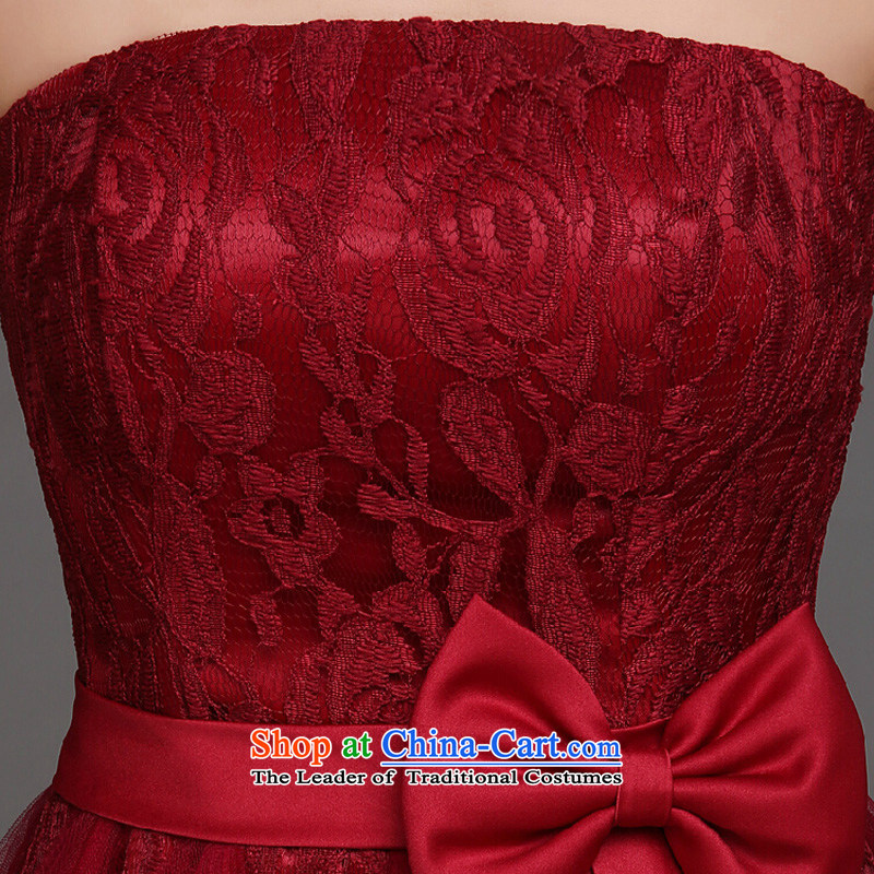 The new 2015 Spring/Summer brides fall and winter clothing and stylish bows video thin short, bridal dresses marriage dress Sau San wine red short, XL, yet she has been pressed state color shopping on the Internet