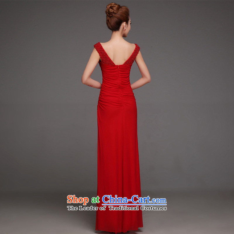 Marriages bows services red long wedding dresses , 2015 trendy new Sau San evening dress autumn and winter red color is Mona Lisa XL, Country , , , shopping on the Internet