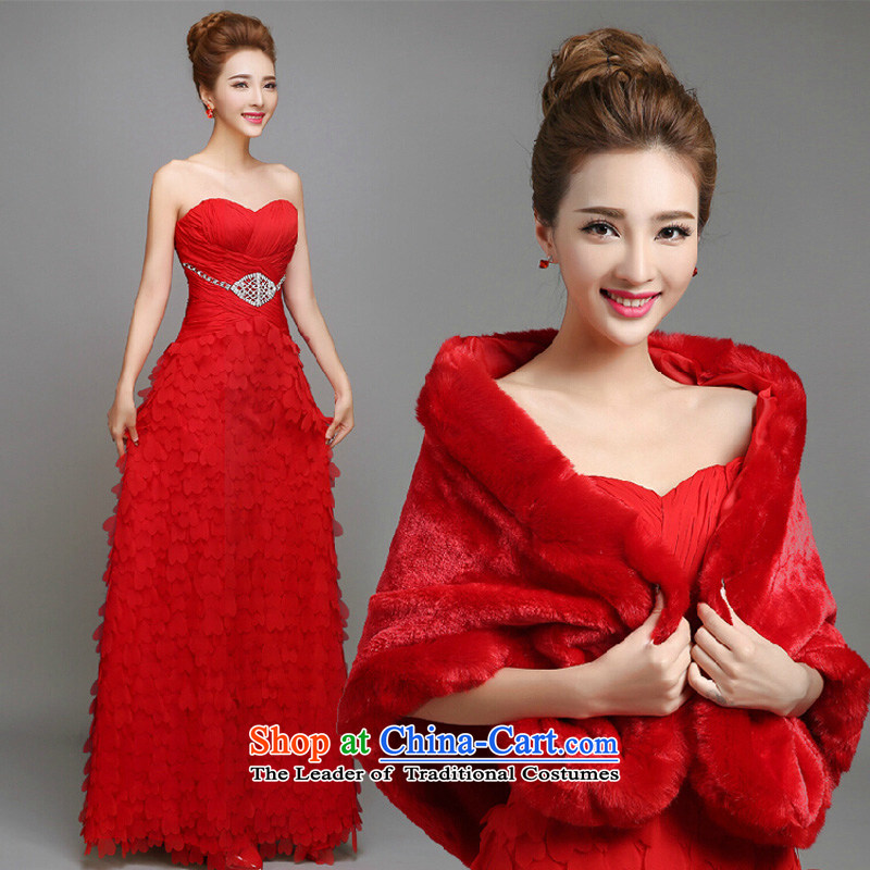 The bride bows to the autumn and winter romantic petals petticoats 2015 New Red Sau San long marriage evening dress pale pink shoulder straps s state of color is Windsor shopping on the Internet has been pressed.