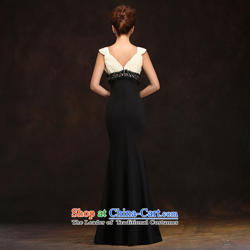 The feelings of Chinese New Year 2015 yarn wedding dresses crowsfoot Korean word V-Neck shoulder bride bows long evening under the auspices of dress skirt black , L, Qing Hua yarn , , , shopping on the Internet