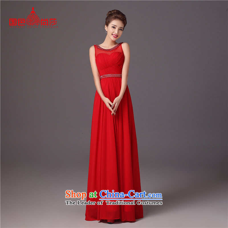 Marriages bows services red long wedding dresses, 2015 trendy new Sau San evening dress autumn and winter jackets red XXL