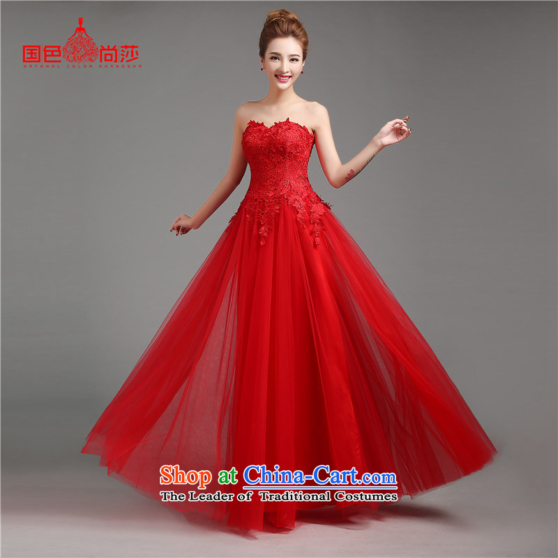 The autumn and winter long drink service 2015 new stylish wedding dresses red marriages bows dress red XXL