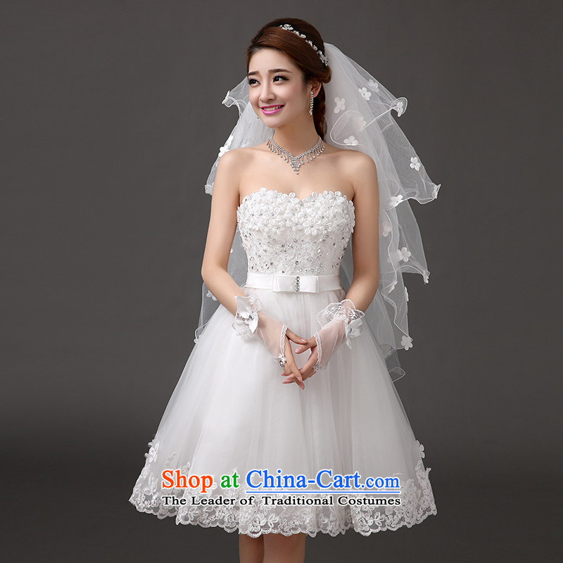 Qing Hua yarn new Korean 2015 wedding dresses lace bridesmaid service, evening dresses hip little Dress Short Sau San wedding banquet hosted by a white will size does not accept the return of the Qing Hua yarn , , , shopping on the Internet