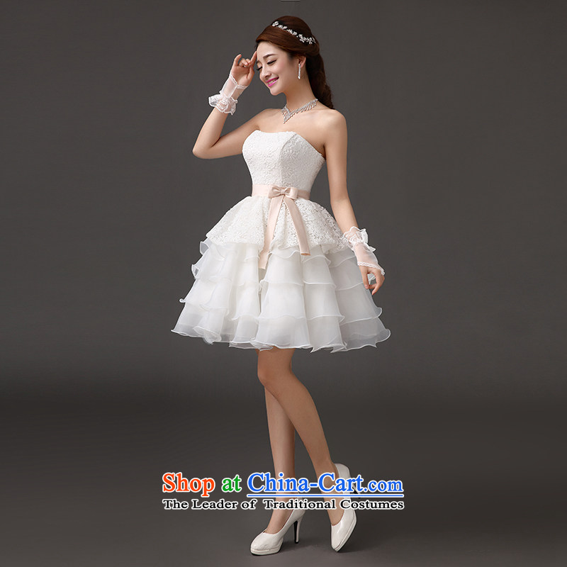 Qing Hua yarn bride short wedding dress banquet presided over a drink small short skirts bridesmaid skirt princess white dresses , L, the feelings of Chinese yarn , , , shopping on the Internet