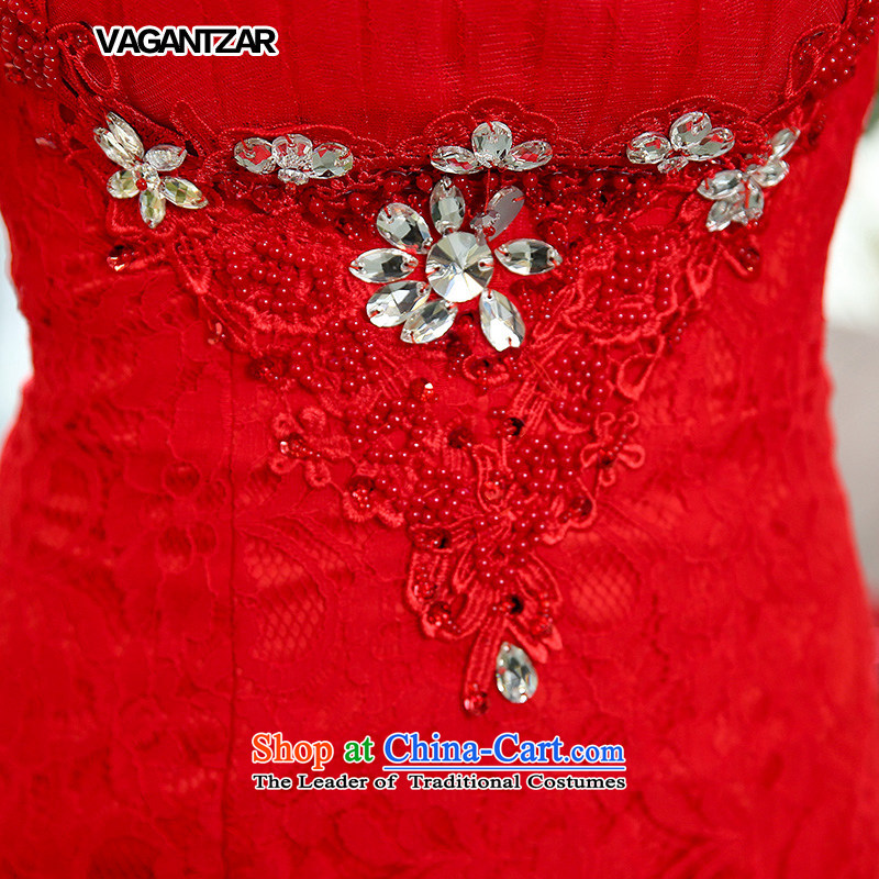 The Korean version of the stylish hang VAGANTZAR also tail wedding lace foutune straps Sau San crowsfoot wedding dresses white M1513 presided over the red L,VAGANTZAR,,, shopping on the Internet