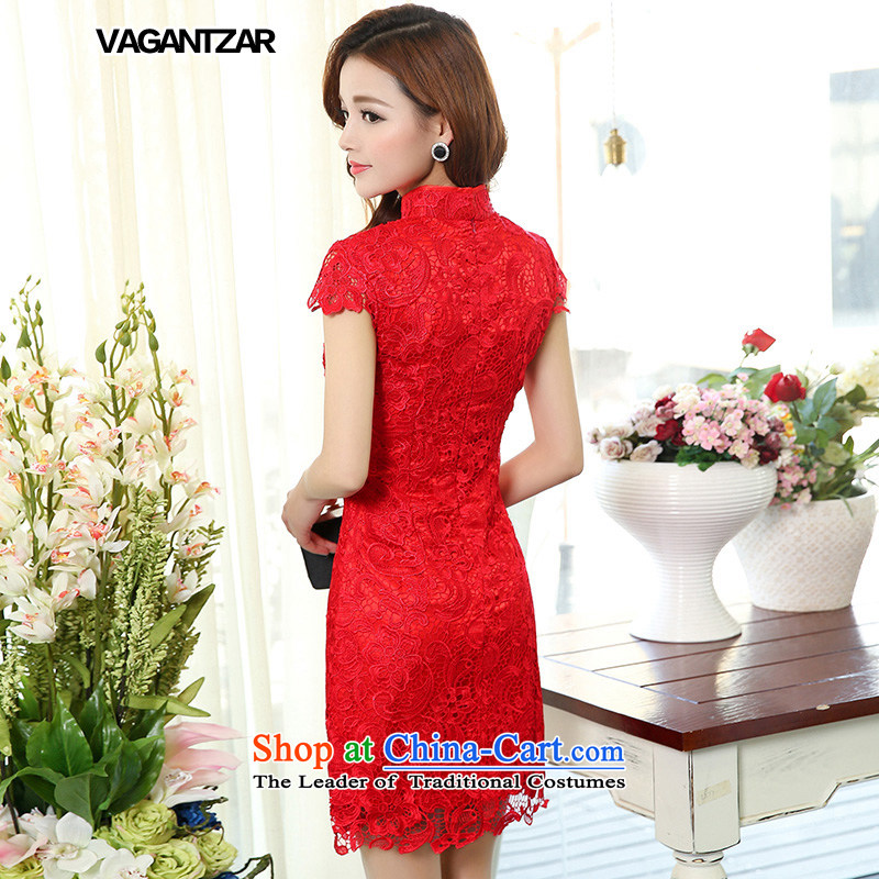 Vagantzar2015 new red lace bridal dresses bows to stylish qipao crowsfoot long gown  1502 S,VAGANTZAR,,, Sau San shopping on the Internet