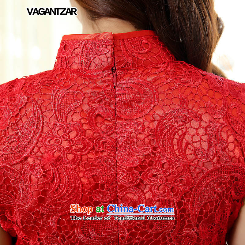 Vagantzar2015 new red lace bridal dresses bows to stylish qipao crowsfoot long gown  1502 S,VAGANTZAR,,, Sau San shopping on the Internet