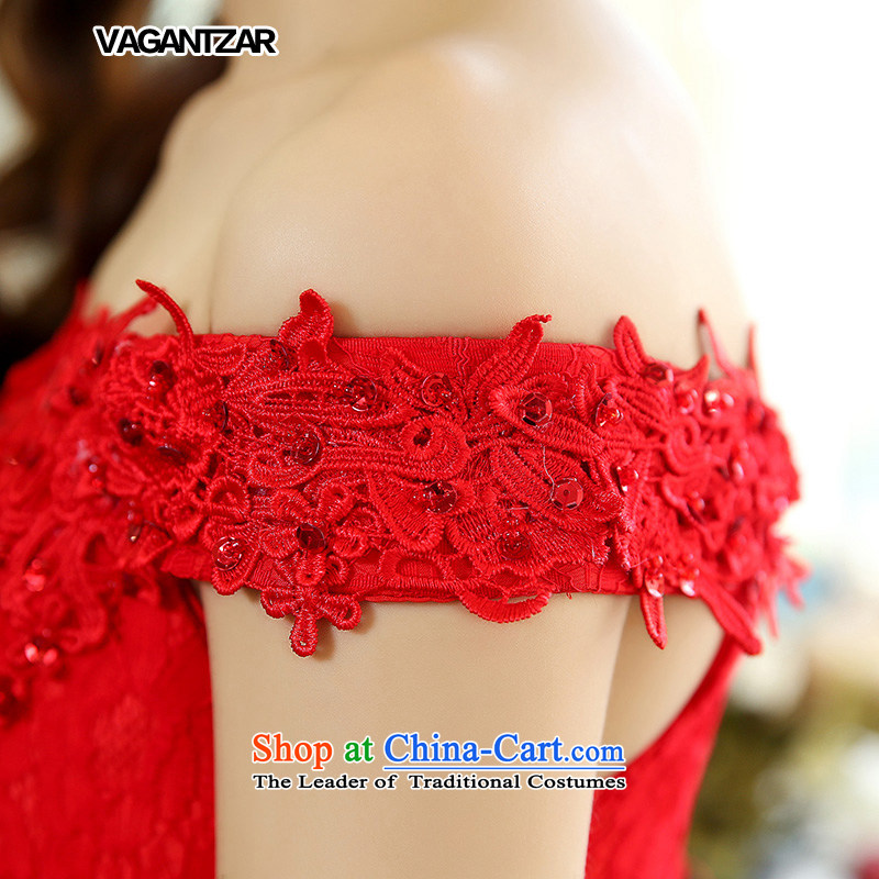 Vagantzar wedding dresses new Word 2015 Spring stylish shoulder tail crowsfoot bride dual shoulder type Korean Bridal Suite 1515 Red Red L,VAGANTZAR,,, shopping on the Internet