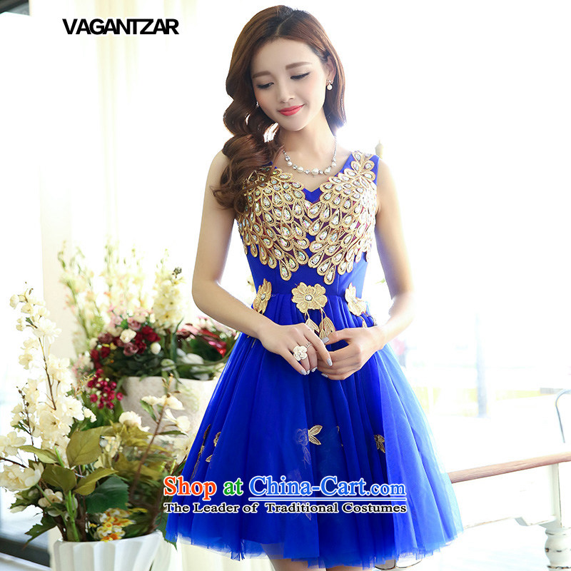 Small Dress Short of VAGANTZAR wedding dresses bridal dresses bridesmaid bows services wedding dresses 1517 Blue?M