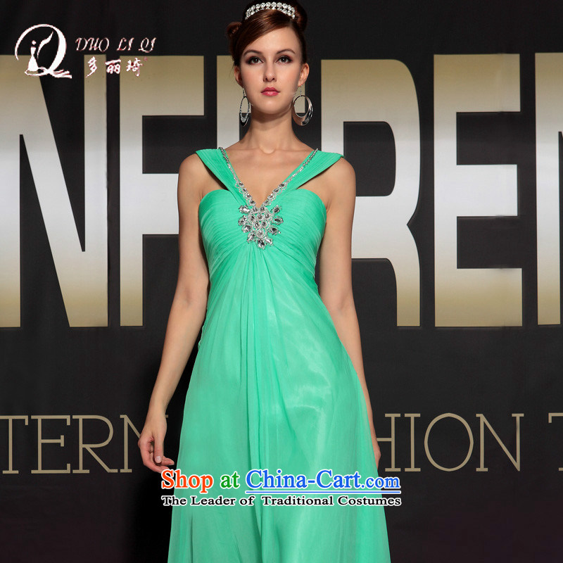 Doris Qi blue shoulders evening banquet evening dress green M, Doris Qi (doris dress) , , , shopping on the Internet