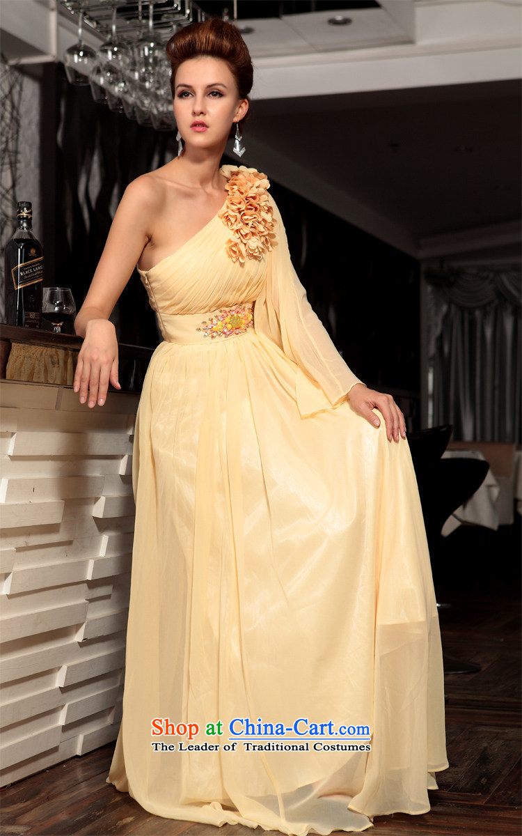 Doris Qi a shoulder yellow dress field long gown Yellow M picture, prices, brand platters! The elections are supplied in the national character of distribution, so action, buy now enjoy more preferential! As soon as possible.
