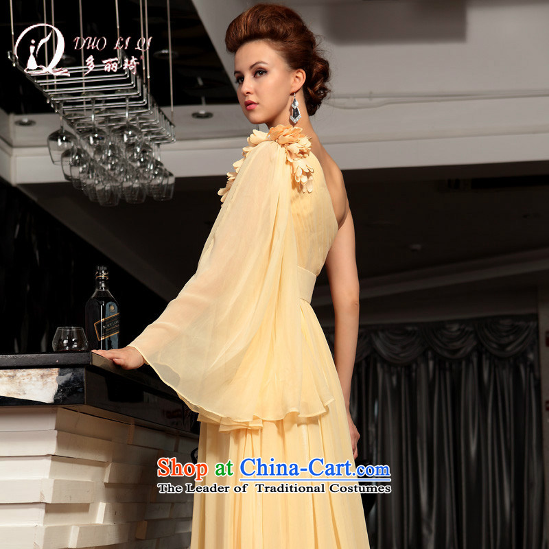 Doris Qi a shoulder yellow dress field long gown Yellow M, Doris Qi (doris dress) , , , shopping on the Internet