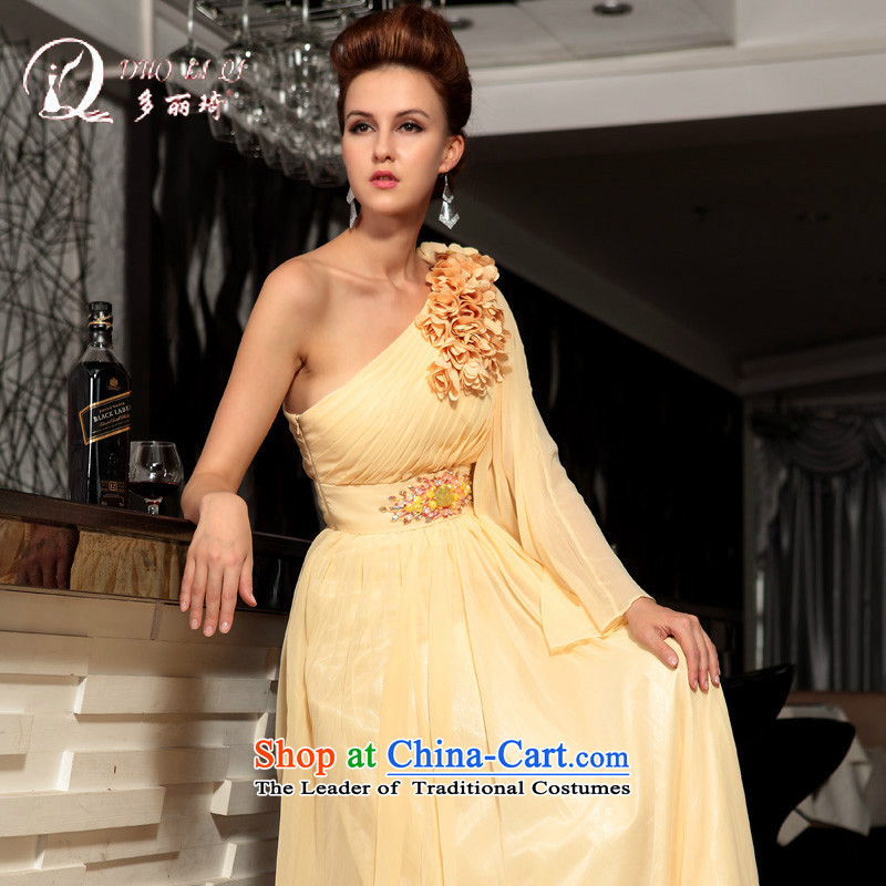 Doris Qi a shoulder yellow dress field long gown Yellow M, Doris Qi (doris dress) , , , shopping on the Internet