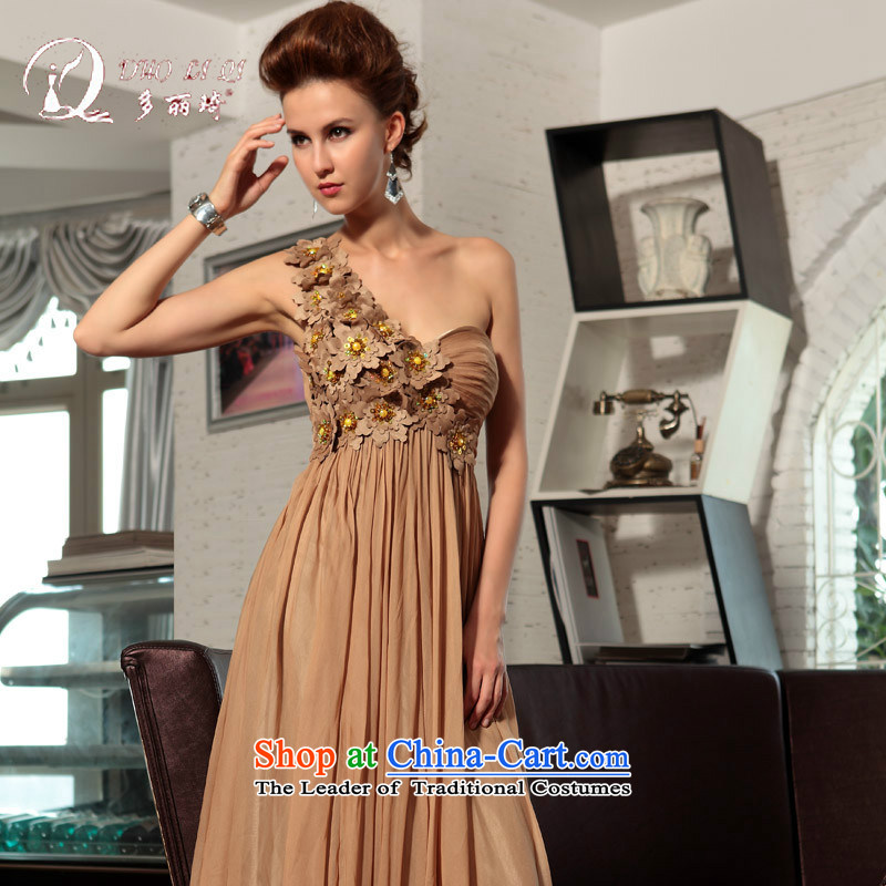 Doris Qi ball dress shoulder long gown wedding dresses Brown M, Doris Qi (doris dress) , , , shopping on the Internet