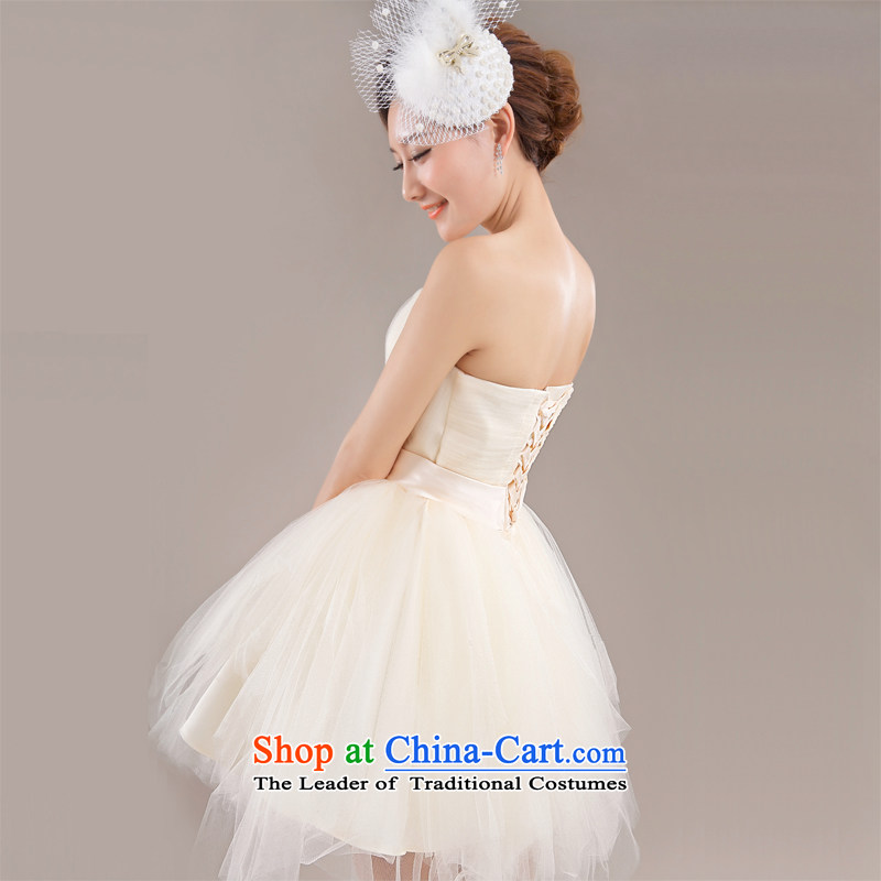 (Heung-lun's Health 2015 new betrothal wedding dress bridesmaid Service Bridal Services small dress skirts bows red anointed chest bon bon skirt short, M-chou's shopping on the Internet has been pressed.