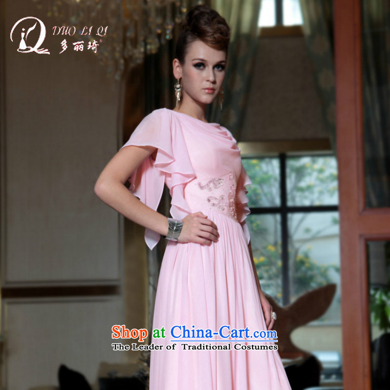 Doris Qi western dress straps stylish evening dress short_ also to align hook evening dresses hotel dress pink L